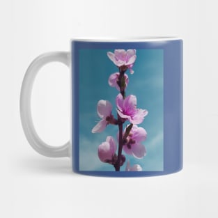 Blossoming peach tree with pink flowers, altered photo Mug